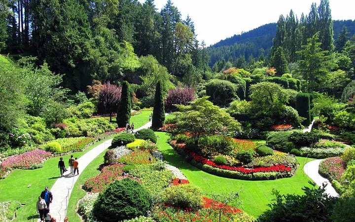 Flower beds in the Sunken Garden at Butchart Gardens