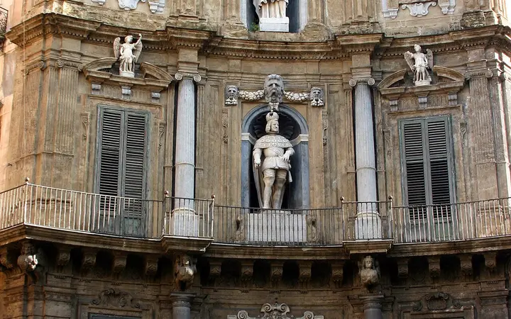 Baroque facade at the Quattro Canti crossroads, Palermo