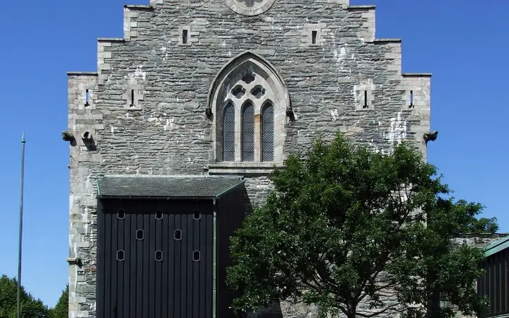 Stone gabled facade of Håkon's Hall in Bergenhus Fortress