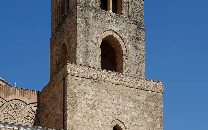 Exterior of Monreale Cathedral with its tower