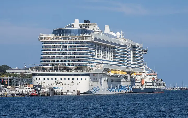 AIDAnova moored at the Ostseekai cruise terminal in Kiel
