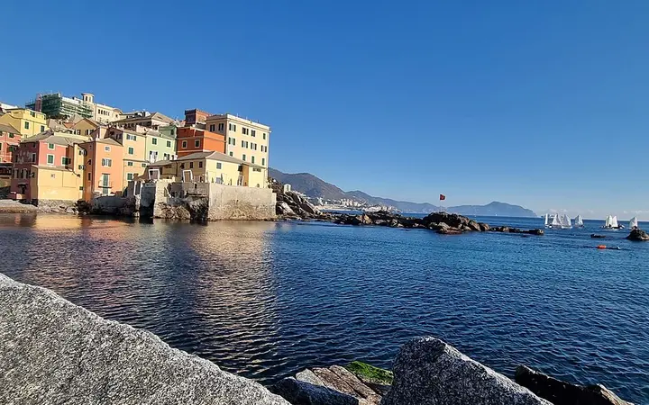 Colourful houses of Boccadasse above the sea