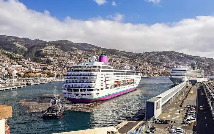 Cruise ships berthed at the Pontinha pier in the Port of Funchal