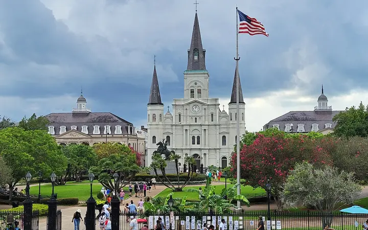Jackson Square with St. Louis Cathedral, the Cabildo and the Presbytère in the French Quarter