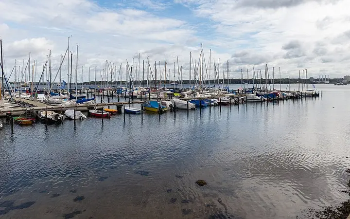 Marina and promenade on the Kiellinie in Kiel