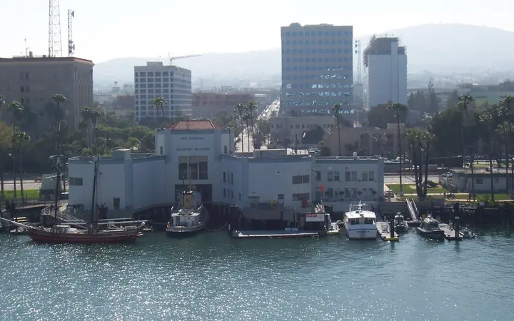 Los Angeles Maritime Museum in the former Municipal Ferry Building, seen from the channel