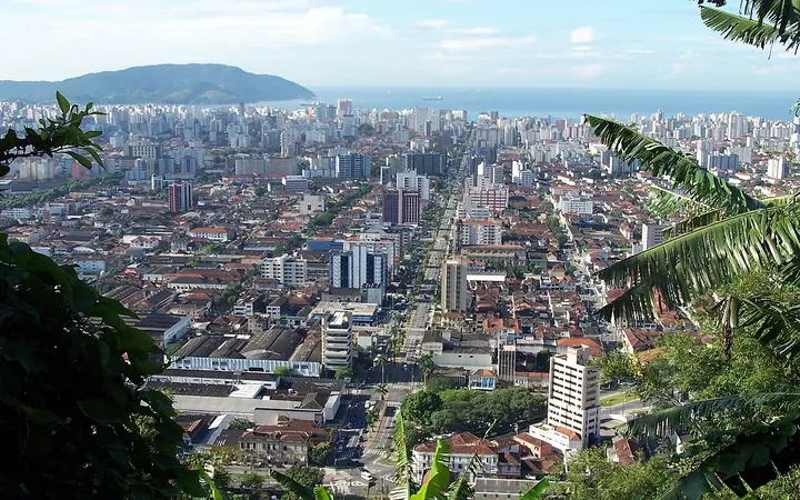 View over Santos to the sea from Monte Serrat