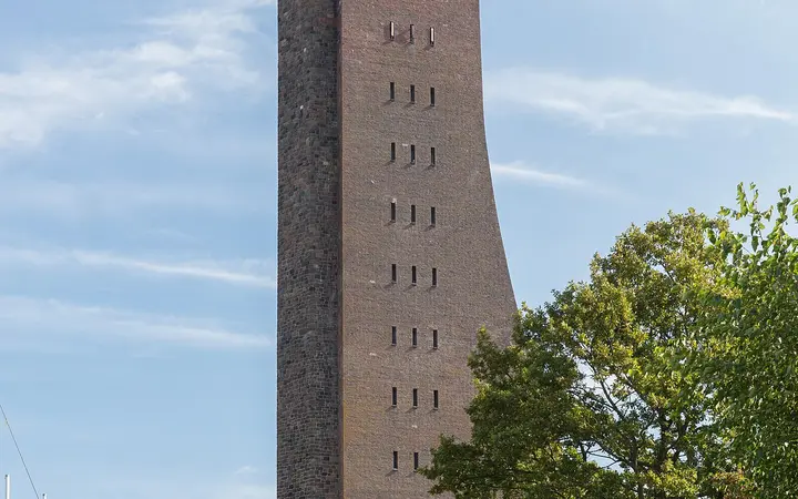 Brick tower of the Laboe Naval Memorial on the Kiel Fjord