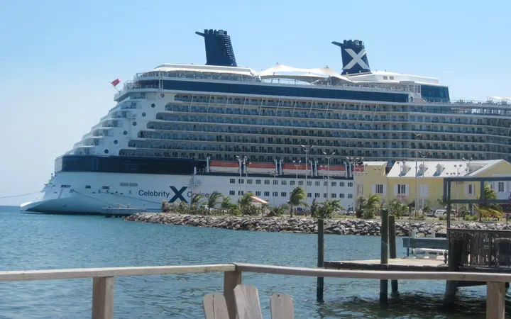 Celebrity Equinox docked at the Port of Roatan, Coxen Hole