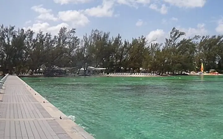 Jetty and turquoise water at Rum Point, Grand Cayman