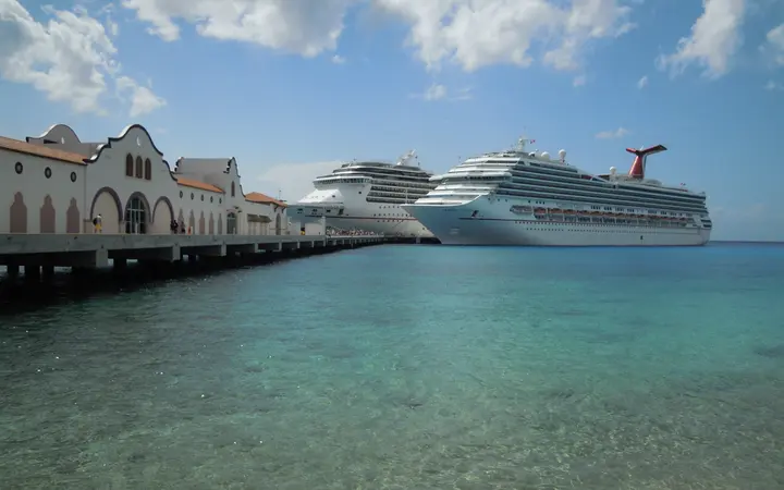 Carnival cruise ships docked at the Puerta Maya pier in Cozumel