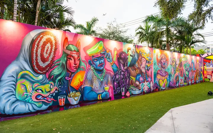 Colourful mural at Wynwood Walls in Miami
